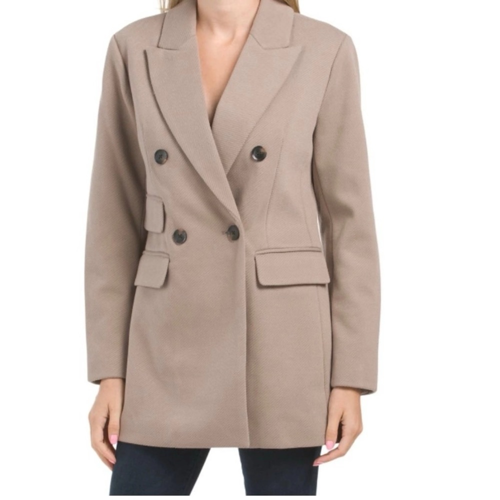 BCBGMAXAZRIA Peak Lapel Double Breasted Coat